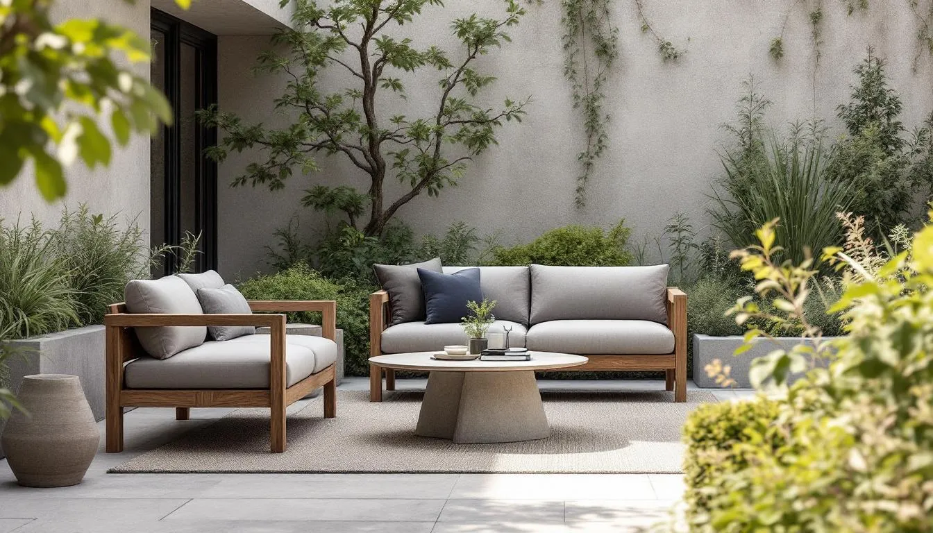 Verschillende materialen gebruikt voor robuuste tuinsets.