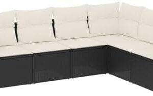 vidaXL 6-delige Loungeset met kussens poly rattan zwart, tuinset, tuinmeubel, terrasset, tuinbank, terrasmeubel, loungebank, loungeset tuin