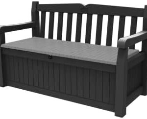 Keter Tuinbank en kussenbox Eden, grafiet, 265 liter