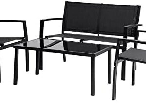 Tuinset loungeset tuinmeubelen "Lino" - 4 zits - Zwart