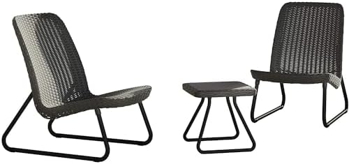 Keter Rio Patio Set - Moderne lounge tuinmeubelset voor balkon en tuin in grafiet - incl. 2 stoelen & 1 tafel