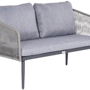 ESTEXO Tuinbank, zitbank, touw-look, balkonbank, tuinmeubelen, 2-zits, outdoor, roep, grijs