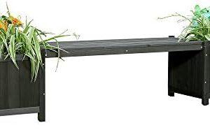 Melko Tuinbank 2-zits houten bank 180 cm met plantenbak houten zitbank voor buiten