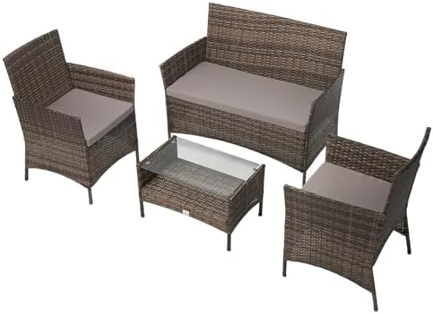 SVITA Brooklyn Tuinmeubelen, polyrotan zitgroep, eetgroep, loungeset, in bruin