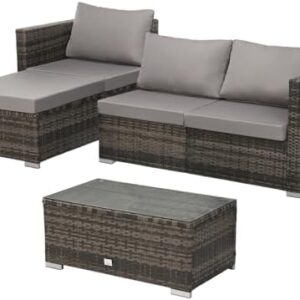 SVITA Queens Polyrotan zitgroep, bankset, hoekbank, sofa-set, tuinmeubelen, lounge, zwart, grijs of bruin (bruin)