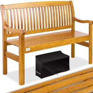KESSER® Tuinbank van hout, houten bank, weerbestendig, voor 2 tot 3 personen, massief hout, zitbank, 225 kg belastbaar, 125 cm, balkonbank, tuinmeubelen, bank voor balkon, terras en tuin, lichtbruin