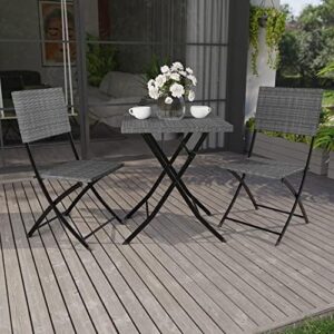 Garden Vida Capri 2-zits rotan bistro set outdoor tuin terras balkon meubels 3 stuks (grijs)